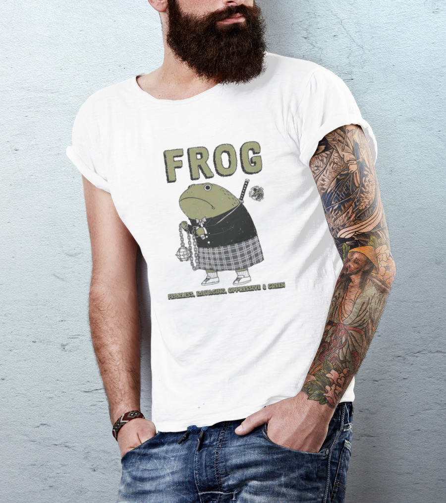 Frog Fearless Ravaging Oppressive And Green Plaid Outfit Chain Weapon T-Shirt