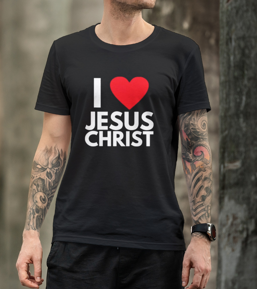 I Love Jesus Christ Christian Red Heart T-Shirt