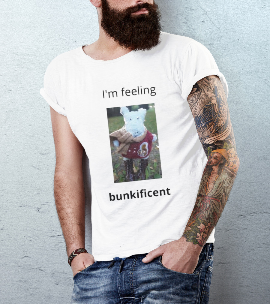 I'm Feeling Bunkificent Stuffed Animal In Scarf T-Shirt
