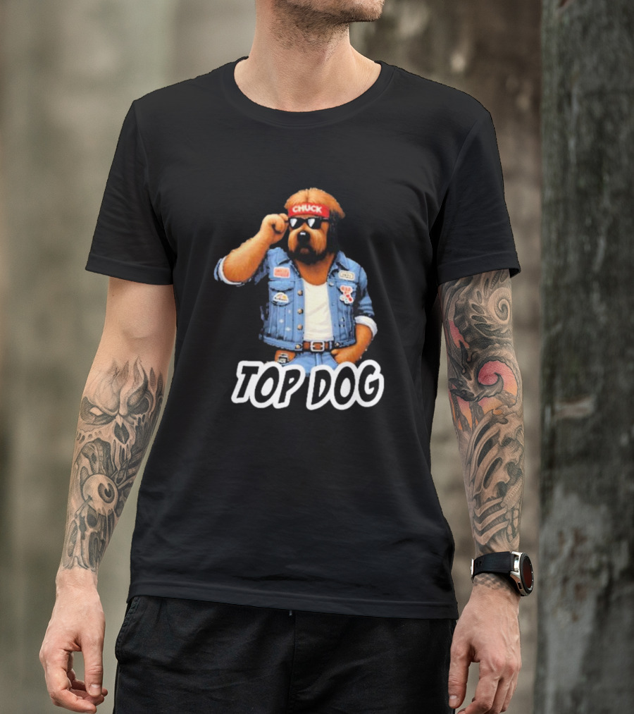 Chuckonbase Chuck Topdog Cool Denim Style Fashion Dog T-Shirt