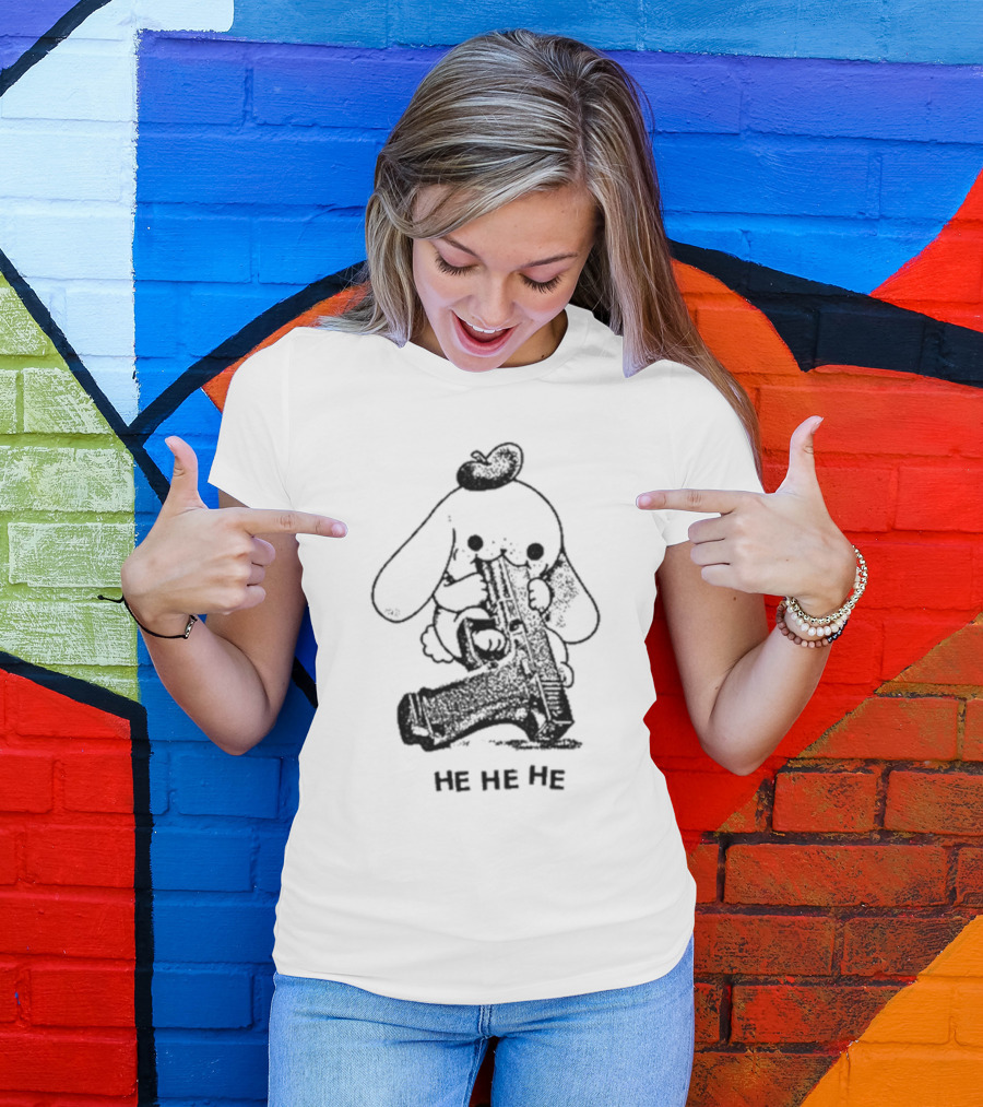 Cinnamoroll Sanrio He He He With Gun Bowler Hat T-Shirt