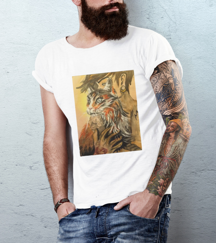 Companionship Megan Watkins Cat And Person With Tattoo And Ear Gauge T-Shirt