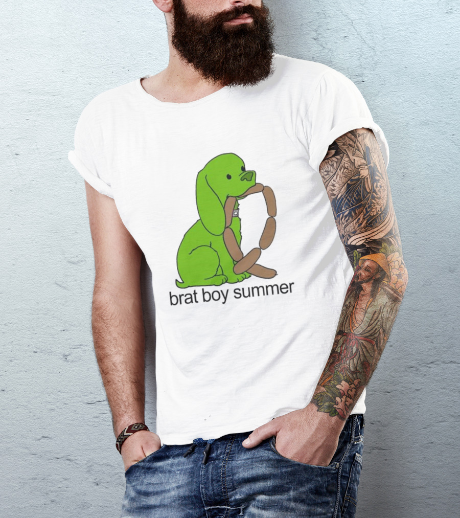 Brat Boy Summer Green Dog Sausage Chain T-Shirt