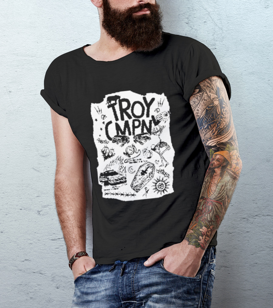 Troy CMPN Mineral Blue Death Can Come Anytime Ds 2447 Coffin Sun Stars Moon T-Shirt