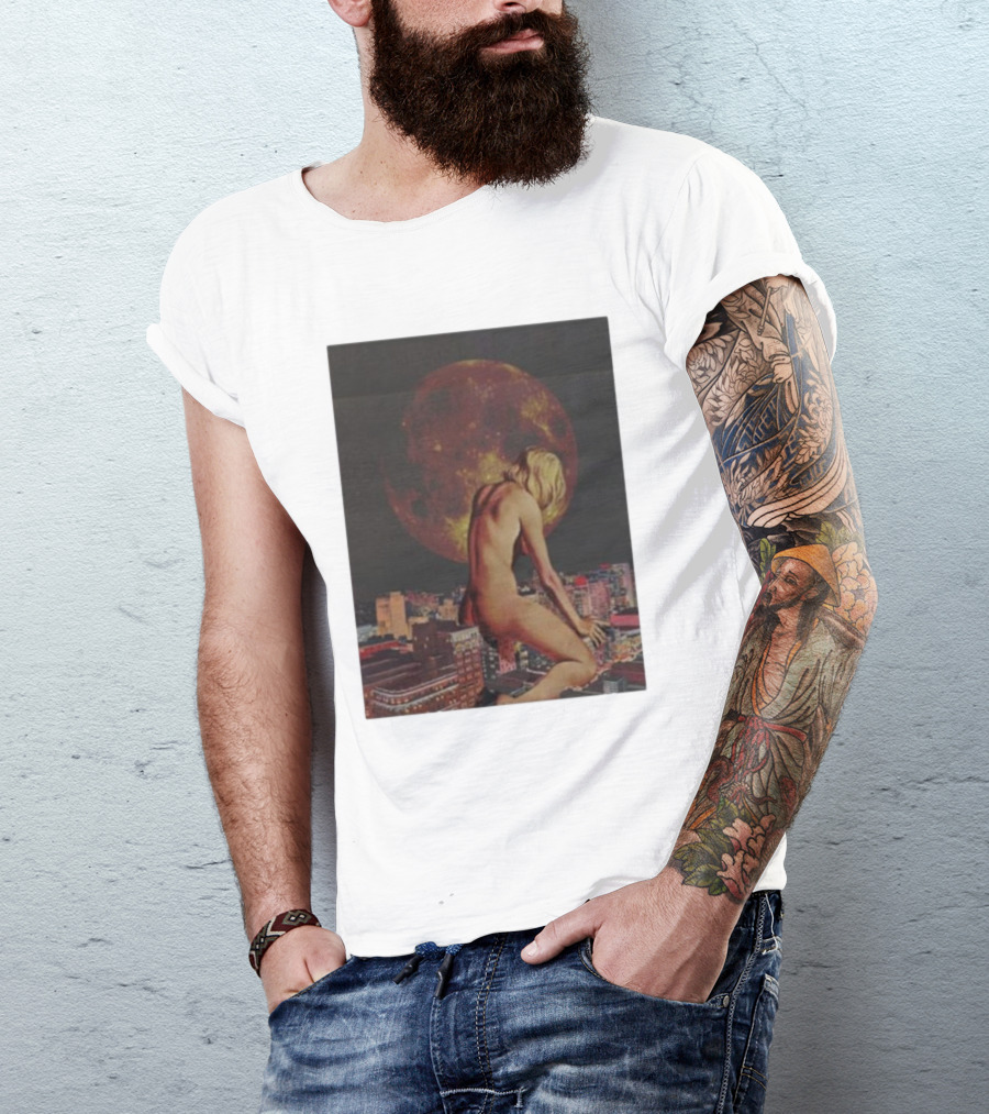Midnight Blues Girl Moonlit Cityscape T-Shirt