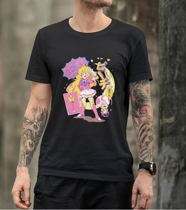Sailor Moon Peach Toad Ilustrata Mario Princesses T-Shirt