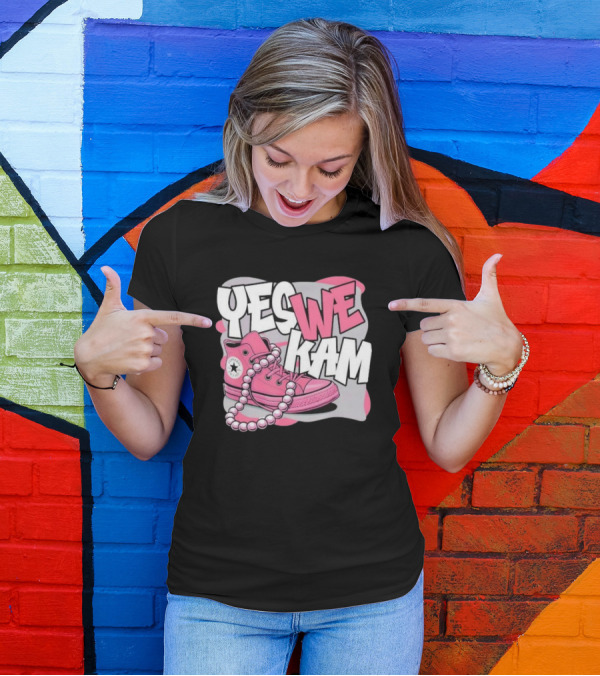 Yes We Kam Pink Boot Pearl Converse Sneaker T-Shirt
