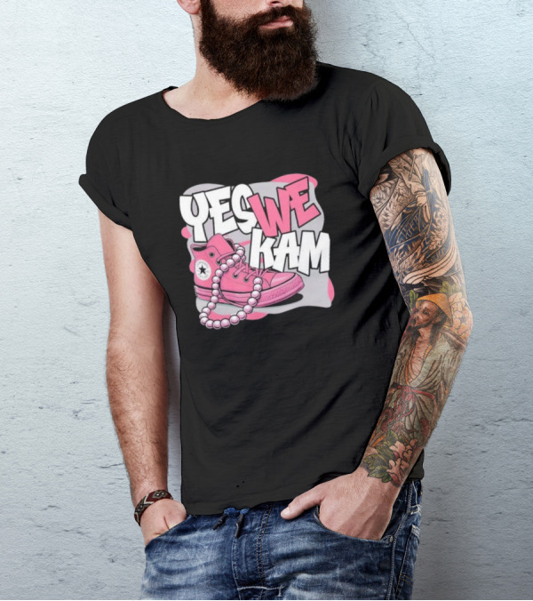Yes We Kam Pink Boot Pearl Converse Sneaker T-Shirt