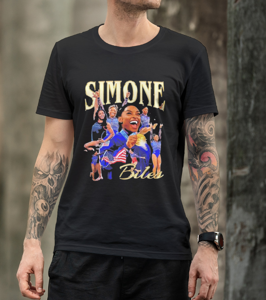 Simone Biles Olympic Gold Medalist Team USA Gymnast Paris T-Shirt