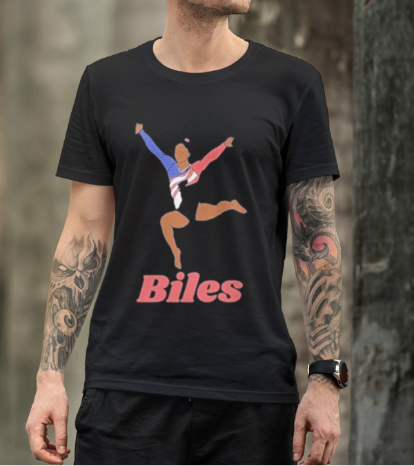 Biles Gymnastics Athlete In Flag Colors T-Shirt