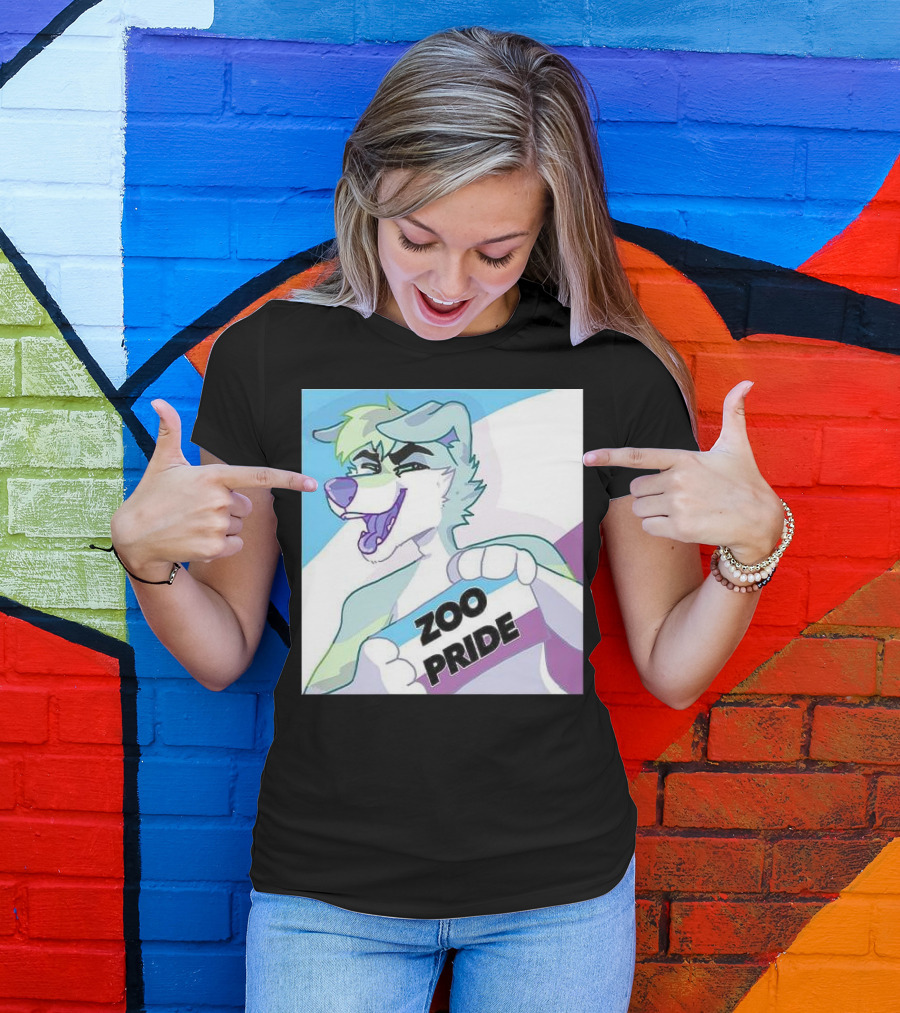 Zoo Pride Furry Character Holding Flag T-Shirt