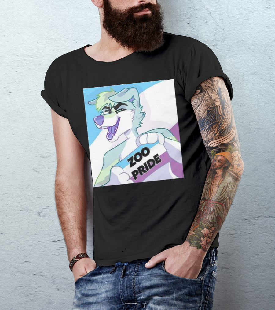 Zoo Pride Furry Character Holding Flag T-Shirt