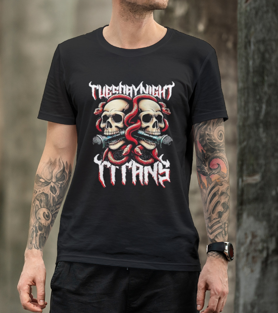 Tuesday Night Titans Jason Solomon Skull And Snake Microphones T-Shirt