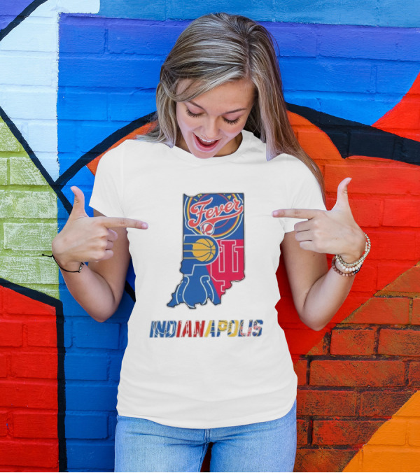 Indianapolis Fever Pacers IU Colts Map T-Shirt
