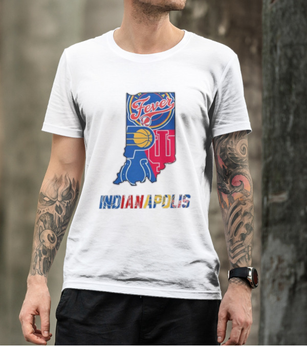 Indianapolis Fever Pacers IU Colts Map T-Shirt