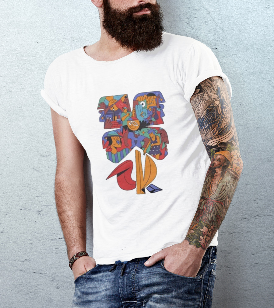 Anjunadeep 024 Yay Abe Abstract Graphic Black T-Shirt