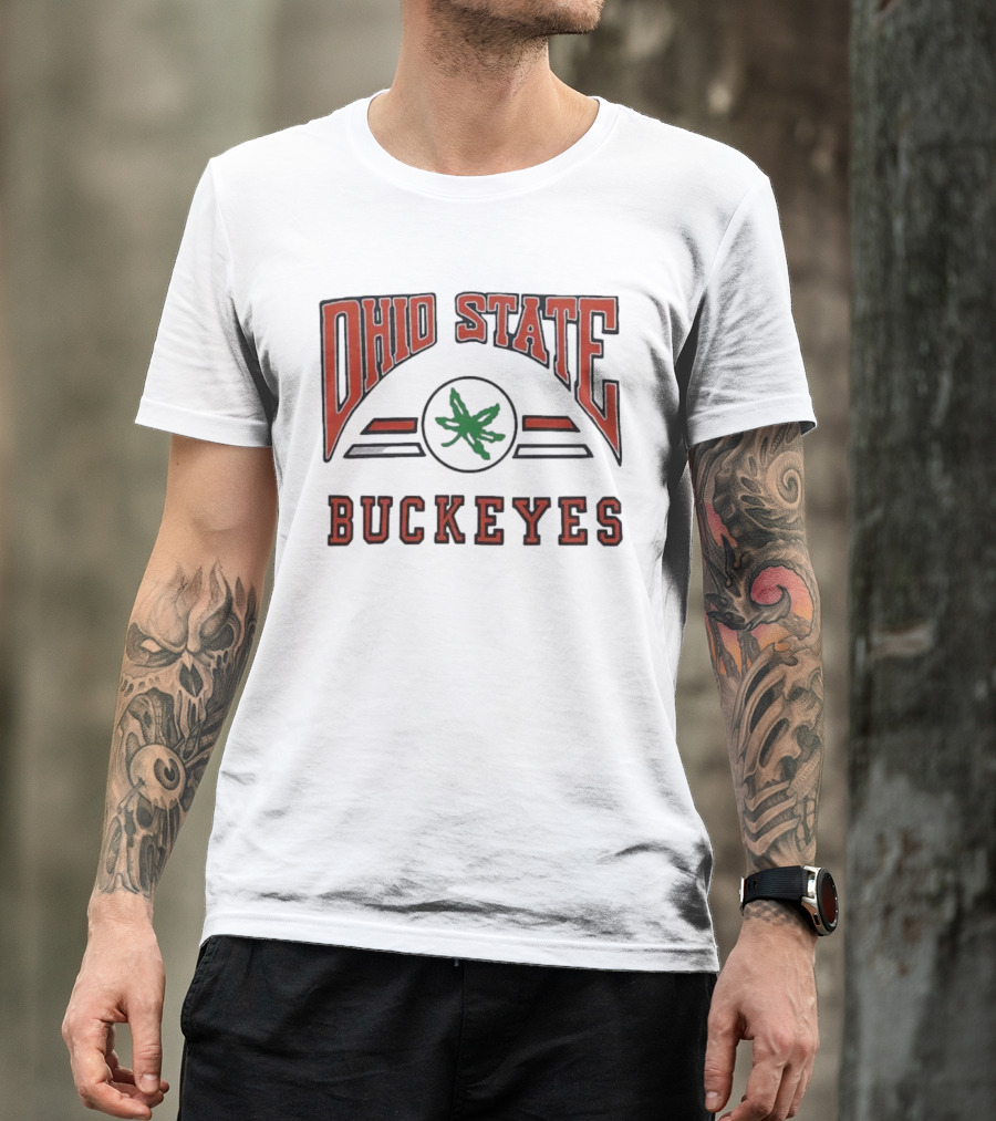 Ohio State Buckeyes Arch With Green Leaf T-Shirt