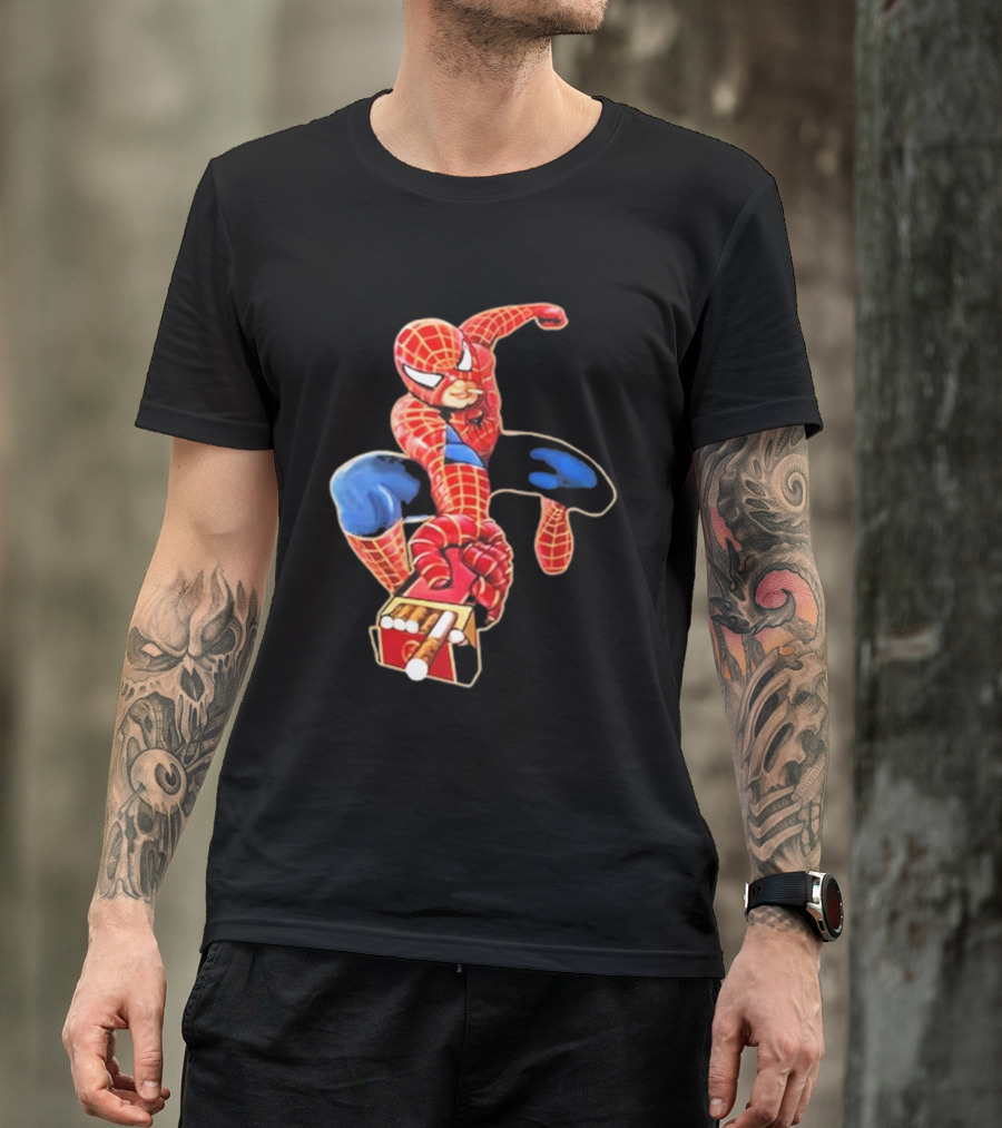 Shithead Steve Superman Smoker Man Spider-Man Cigarette Box Swing T-Shirt