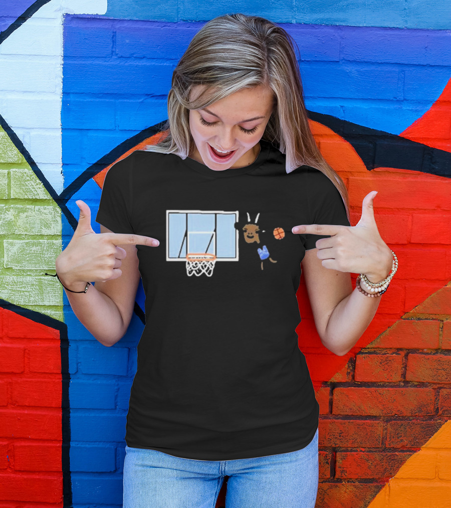 Goat Biles Basketball Dunking Goat With Jersey And Hoop T-Shirt