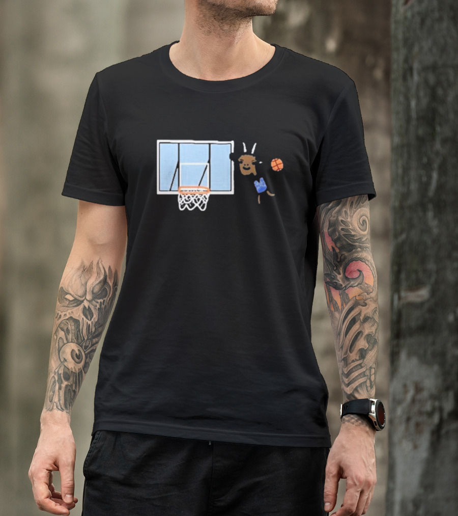 Goat Biles Basketball Dunking Goat With Jersey And Hoop T-Shirt