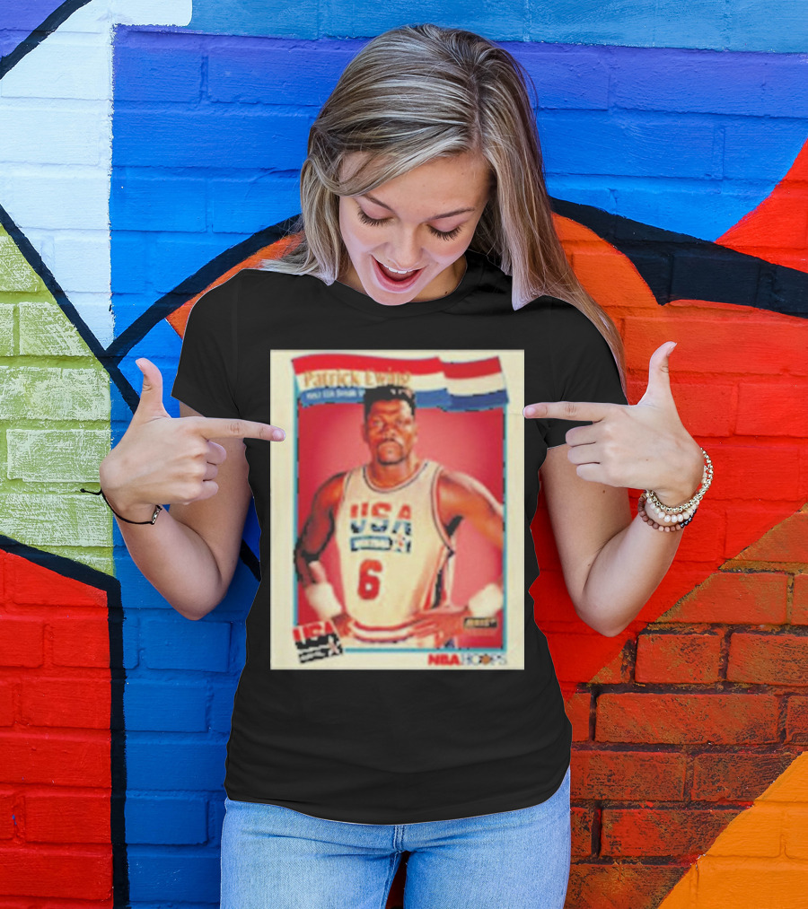 Patrick Ewing USA Basketball Dream Team 1992 NBA Hoops USA Olympic Team नंबर 6 T-Shirt