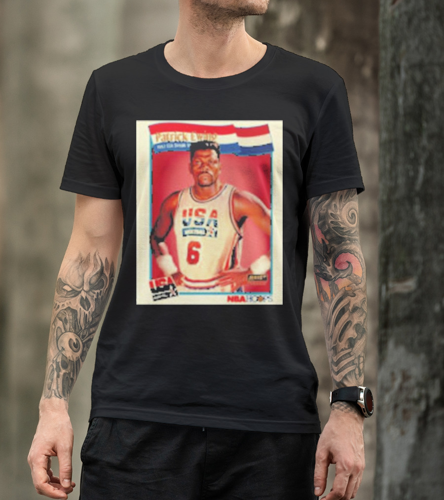 Patrick Ewing USA Basketball Dream Team 1992 NBA Hoops USA Olympic Team नंबर 6 T-Shirt