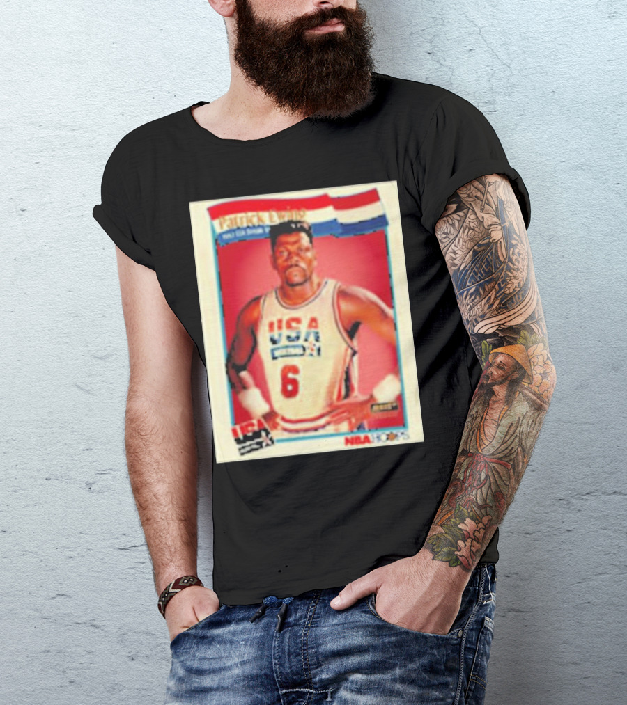 Patrick Ewing USA Basketball Dream Team 1992 NBA Hoops USA Olympic Team नंबर 6 T-Shirt