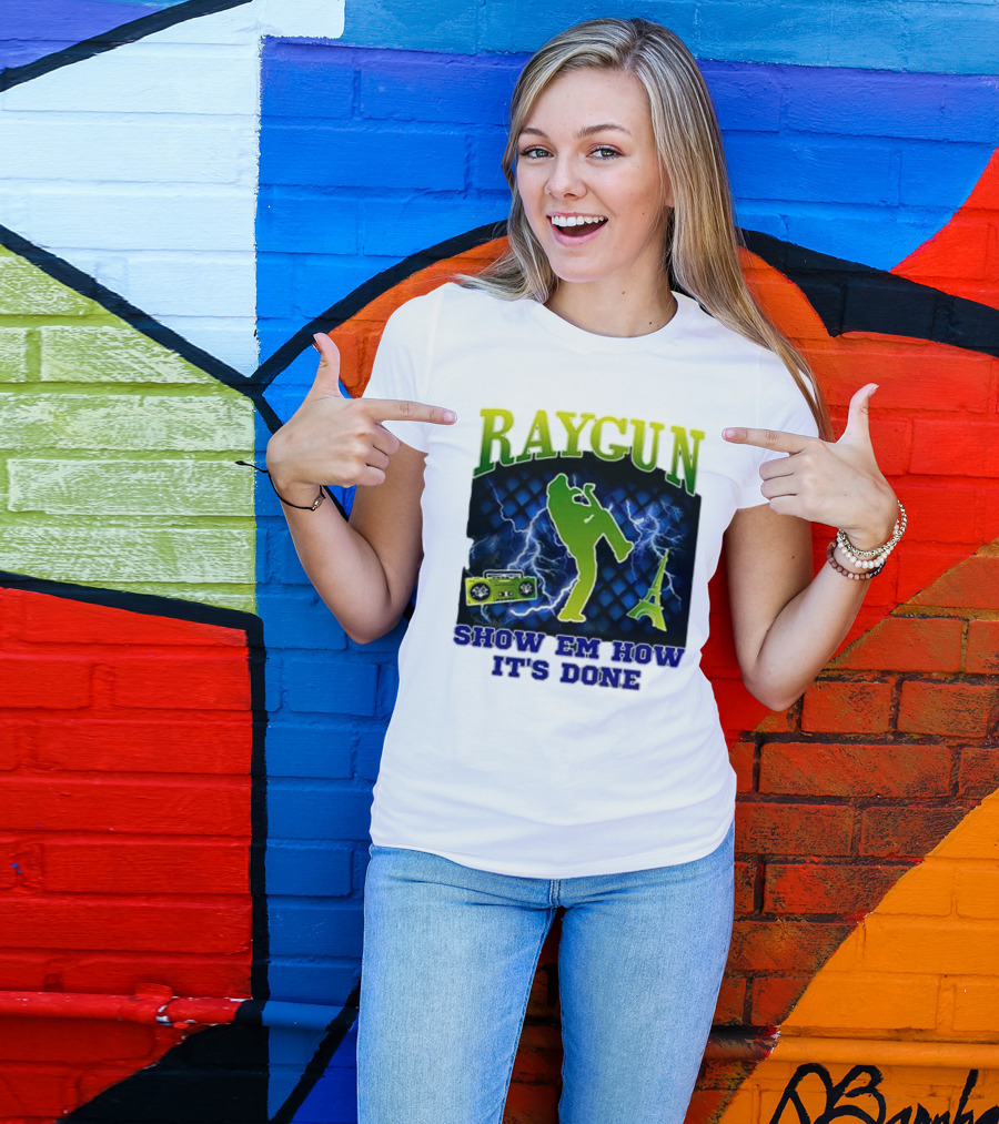 Raygun Show Em How It’s Done Electric Dance Eiffel Tower Boombox T-Shirt