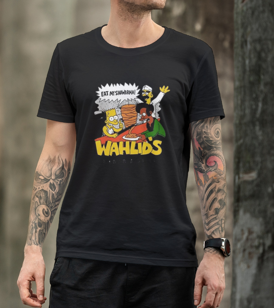 Eat My Shawarma Wahlid's Kabob And Grill Comic Style Characters T-Shirt