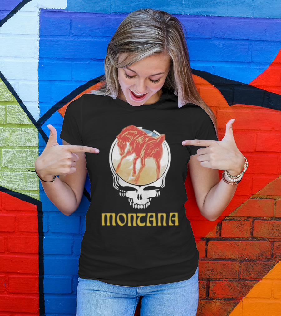Montana United States Of Dead Horse Skull T-Shirt