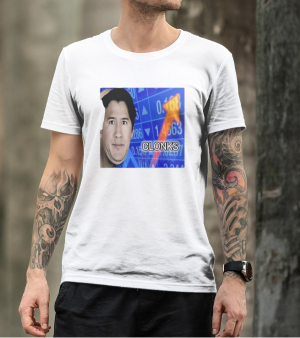 Cloak Oddly Specific Clonks Meme Face With Stock Market Arrow T-Shirt