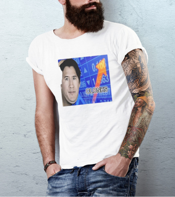 Cloak Oddly Specific Clonks Meme Face With Stock Market Arrow T-Shirt