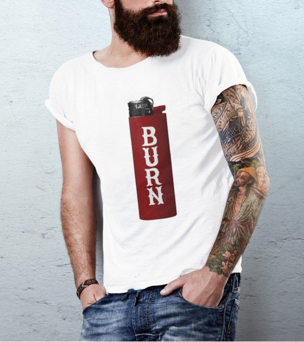 Eaj Burn Red Lighter Vertical Text T-Shirt
