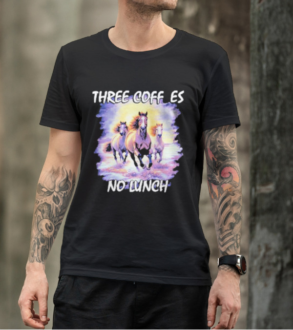 Three Coffees No Lunch Horse Trio Running T-Shirt
