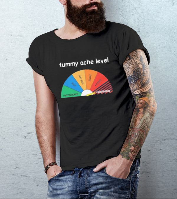 Tummy Ache Level Catastrophic Scale Low Moderate Severe Cringe T-Shirt