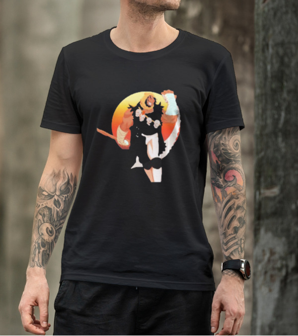 CALIFORNIA NIGHTMARE ISSUE #3 Fierce Warrior With Skulls And Sunset Background T-Shirt