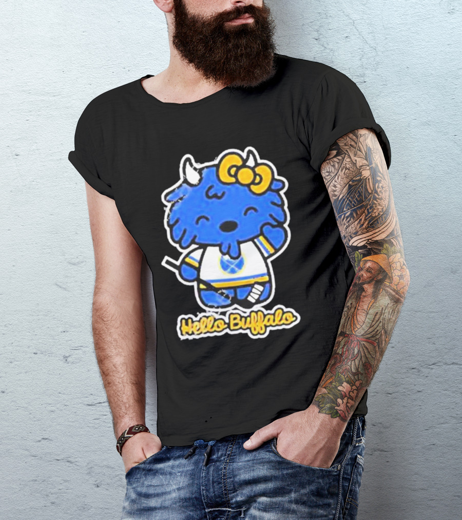 Hello Buffalo Hockey Carl Cordes Buffalo NY Artist T-Shirt