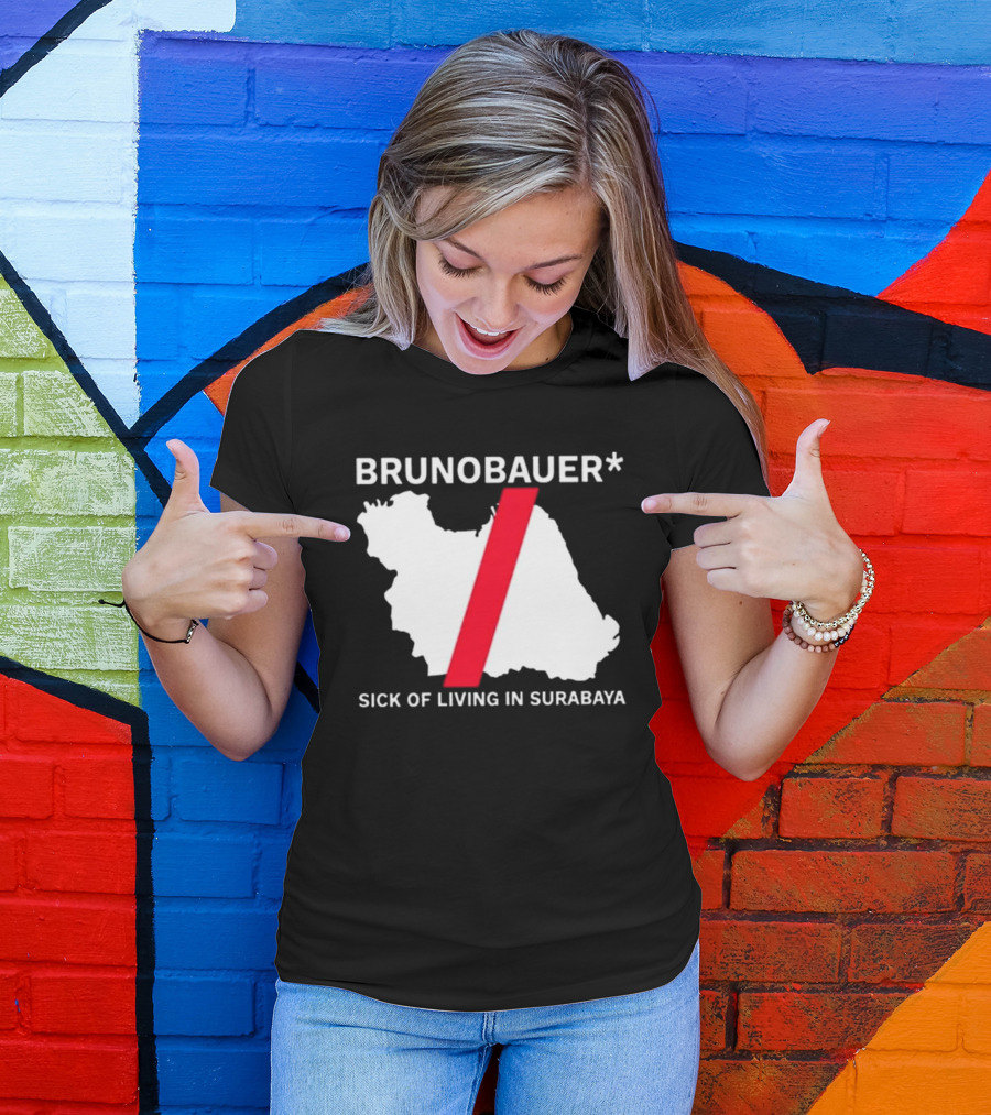 BRUNOBAUER Sick Of Living In Surabaya Map Design With Red Slash T-Shirt