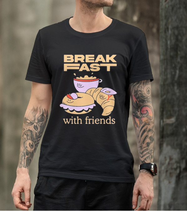 Breakfast With Friends Breakfast Racing Team Cup Croissant Bun T-Shirt