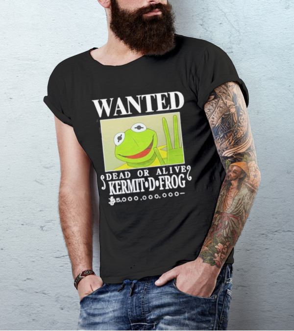 Wanted Dead Or Alive Kermit D. Frog Funnyahhtees $5,000,000,000 T-Shirt