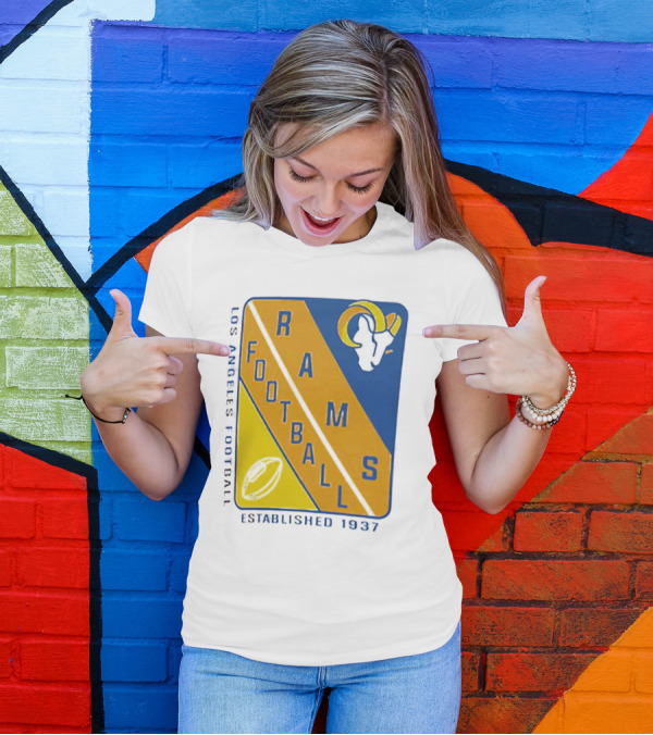 Established 1937 Los Angeles Football Rams Starter Shield Footballs T-Shirt