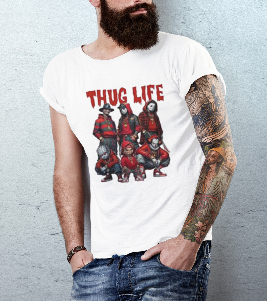 Thug Life Horror Clown Gang Red Hoodies T-Shirt