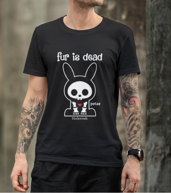 Fur Is Dead Peta2 Skelanimals Bunny With Heart T-Shirt
