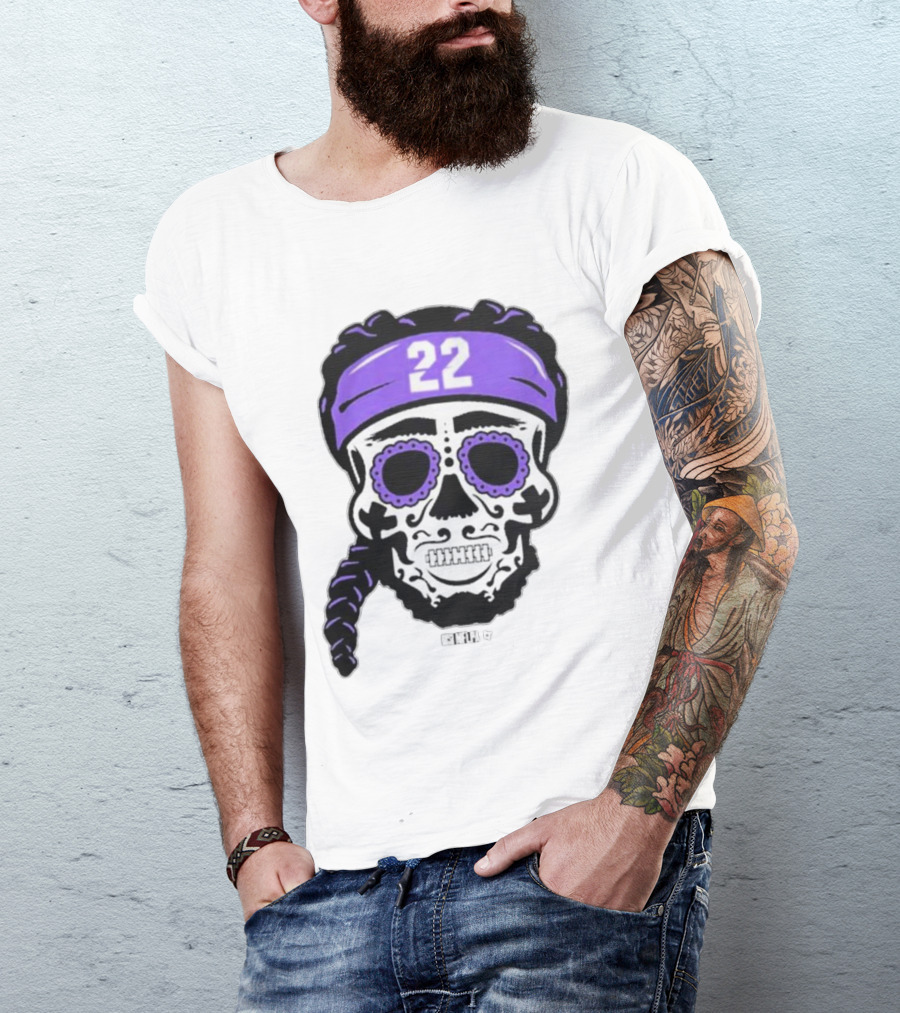 Derrick Henry 22 NFLPA Sugar Skull Baltimore Ravens Braids T-Shirt