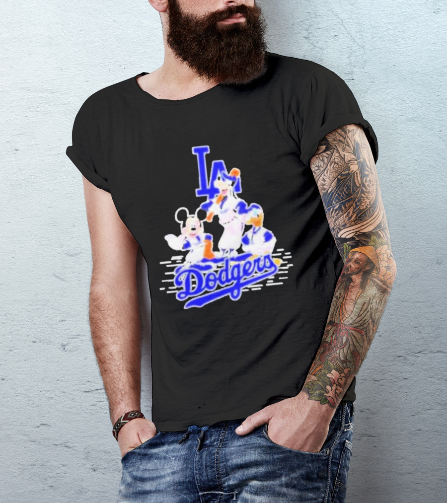 LA Dodgers Mickey And Friends Disney Baseball T-Shirt