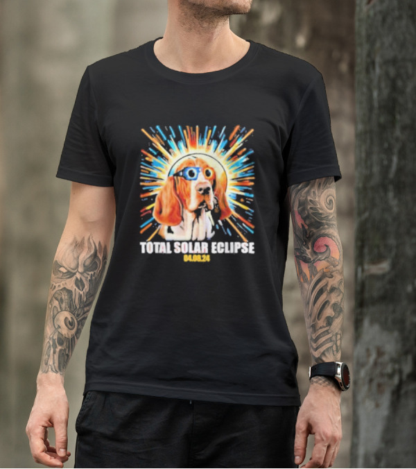 Total Solar Eclipse Dog Wearing Eclipse Glasses 04.08.24 T-Shirt
