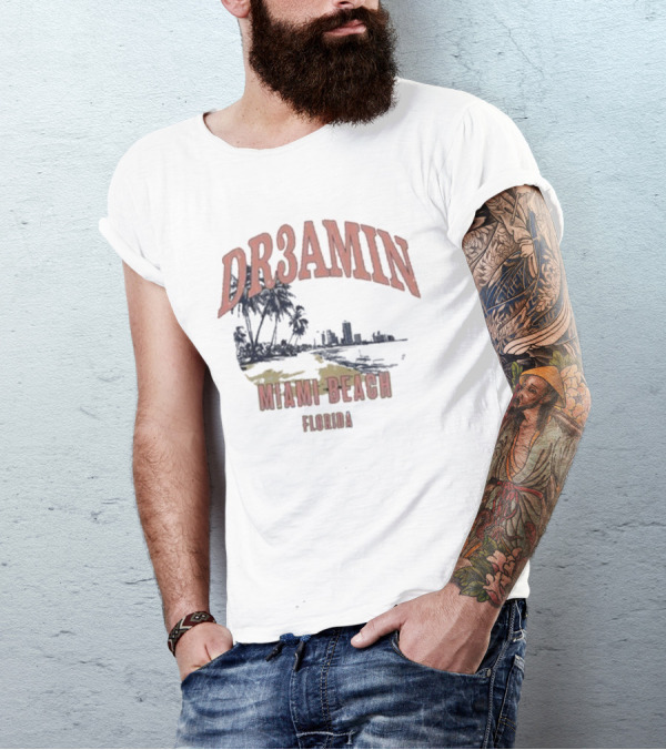 DR3AMIN Miami Beach Florida Skyline T-Shirt