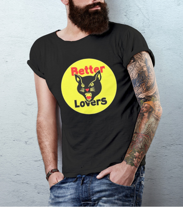 Better Lovers Band Better Lovers Black Cat Bootleg Better Lovers Black Cat Yellow Circle T-Shirt