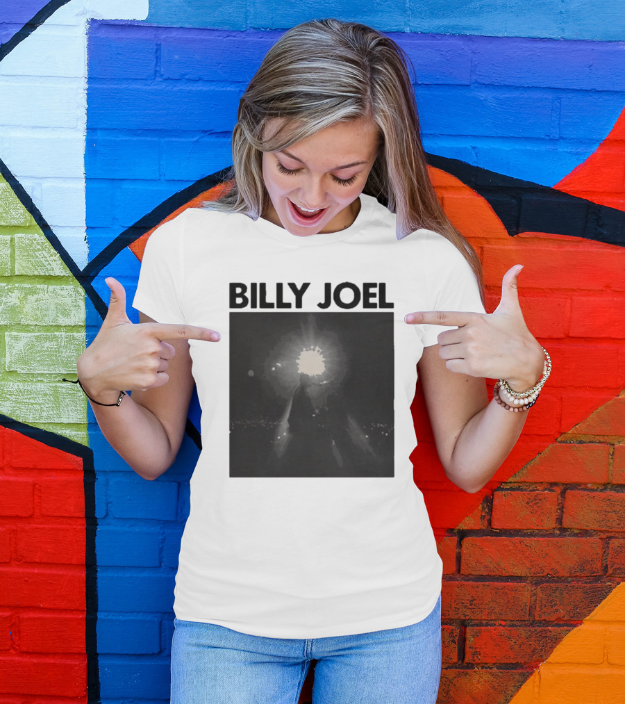 Billy Joel Concert Photo With Bright Light Backdrop T-Shirt