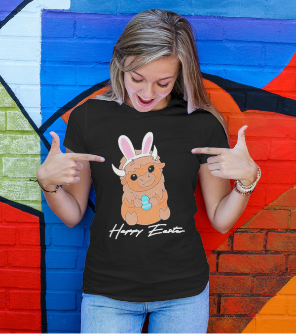 Happy Easter Buffalo Bunny With Ears And Egg T-Shirt
